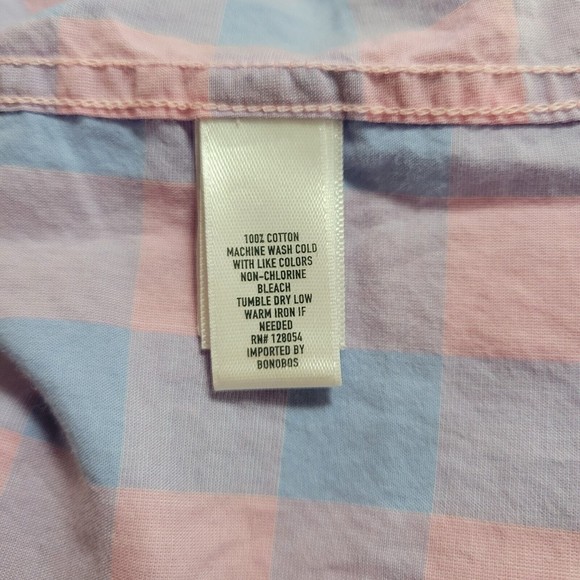 Bonobos Shirt Mens Medium Tailored Fit Pink Blue Plaid Long Washed Button Down - Picture 9 of 9